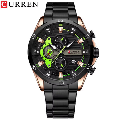 Stainless Steel Watches for Mens Creative Fashion Luminous Dial with Chronograph Clock Male Casual Wristwatches Business